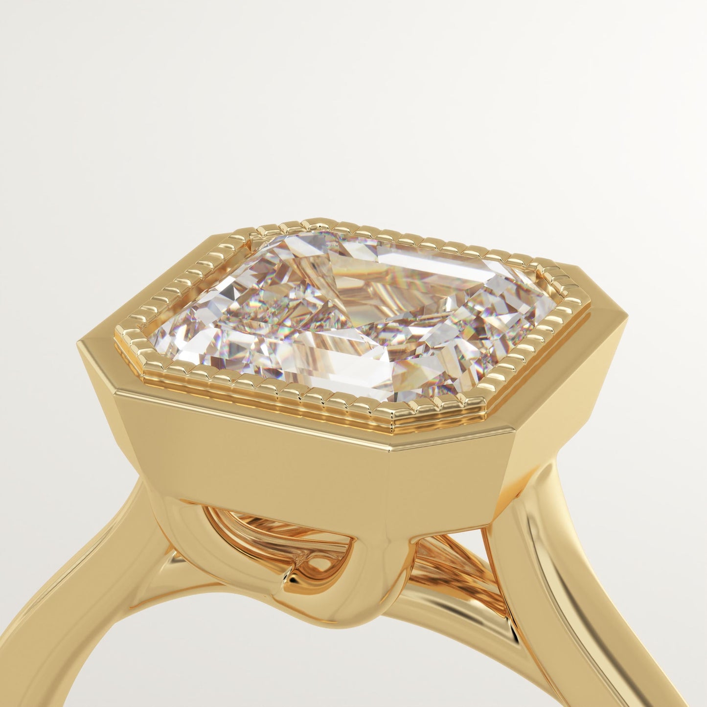 Asscher Cut Bezel Lab-Grown Diamond Engagement Ring