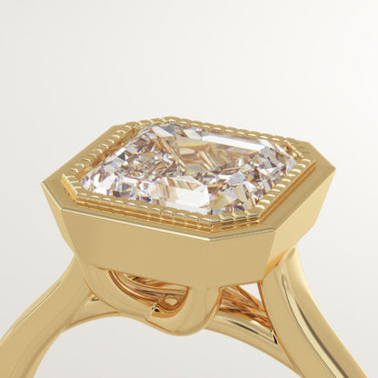 Asscher Cut Bezel Lab-Grown Diamond Engagement Ring