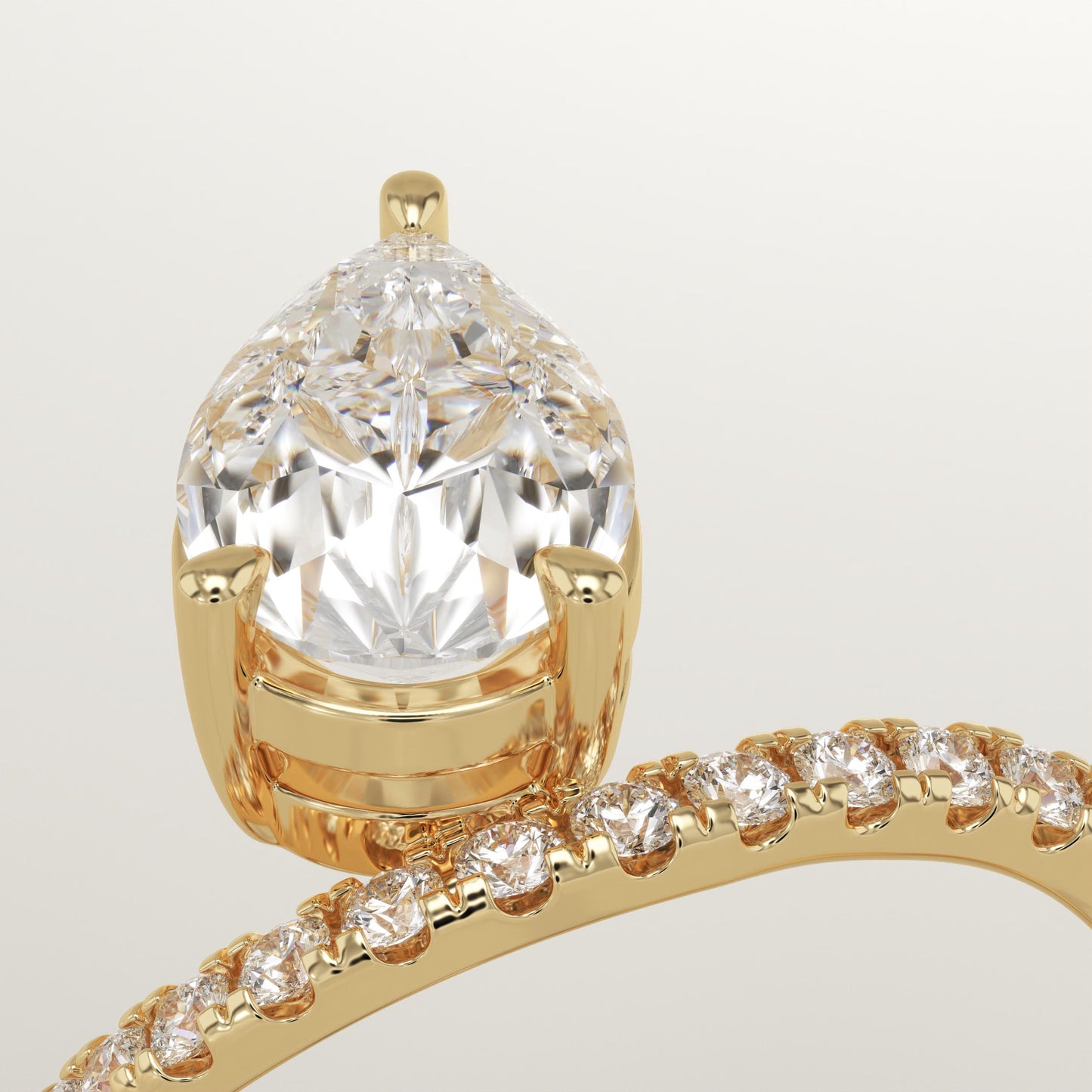 Pear Cut Pave Lab-Grown Diamond Engagement Ring
