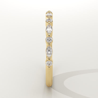 0.32 TCW Round & Marquise Lab-Grown Diamond Half Eternity Wedding Band