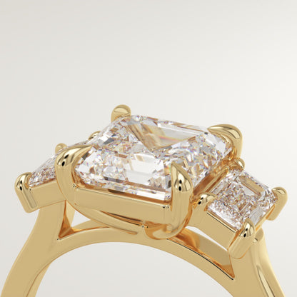 Asscher Cut Three Stone Lab-Grown Diamond Engagement Ring