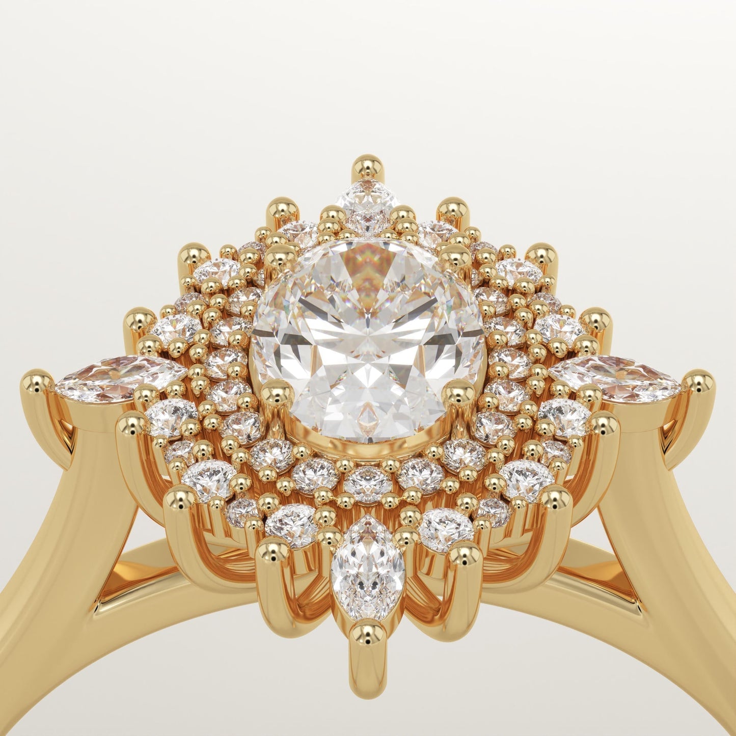 Oval Cut Cluster Lab-Grown Diamond Engagement Ring