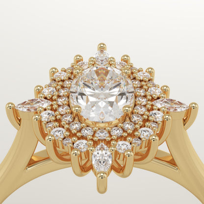 Oval Cut Cluster Lab-Grown Diamond Engagement Ring