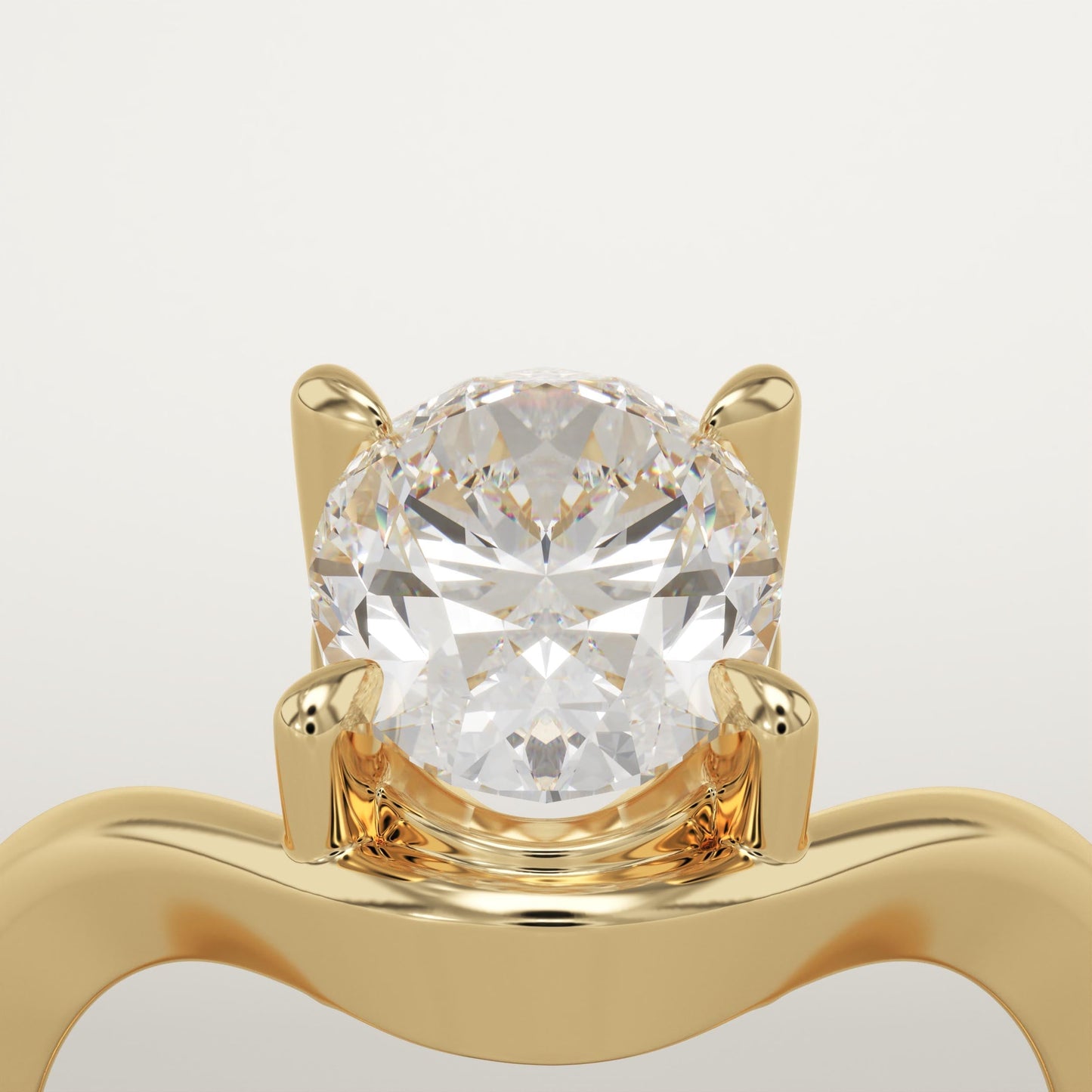 Oval Cut Curved Lab-Grown Diamond Engagement Ring