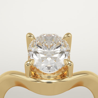 Oval Cut Curved Lab-Grown Diamond Engagement Ring
