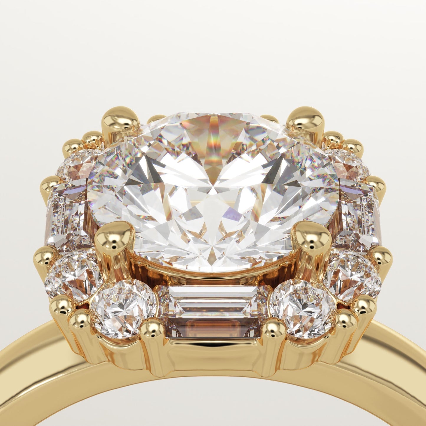 Round Cut Cluster Lab-Grown Diamond Engagement Ring