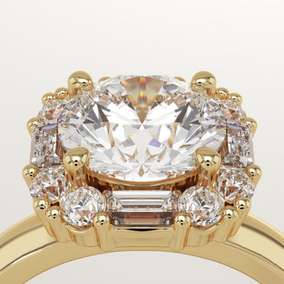 Round Cut Cluster Lab-Grown Diamond Engagement Ring