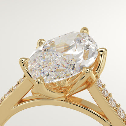Marquise Cut Pave Cathedral Lab-Grown Diamond Engagement Ring