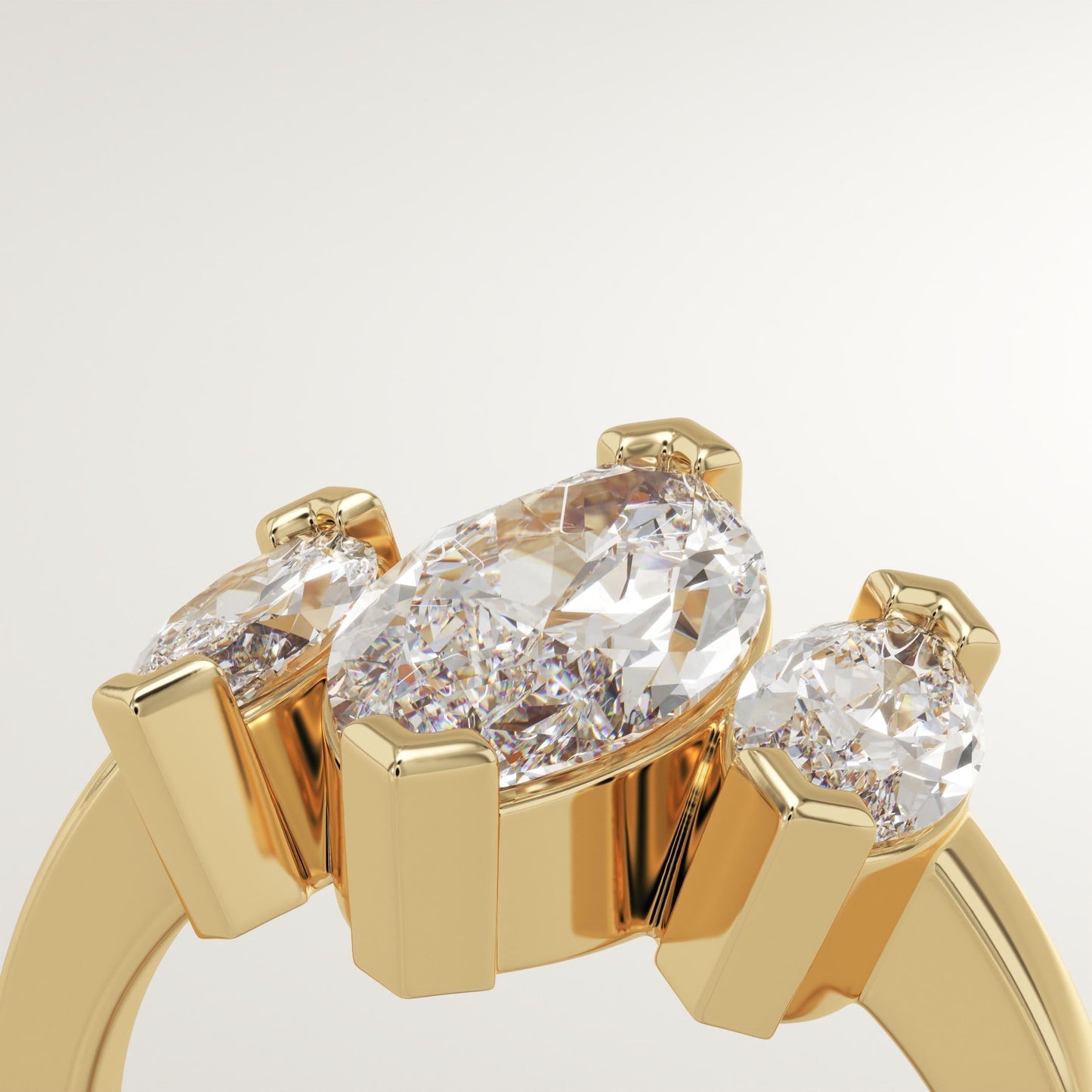 Marquise Cut Three Stone Lab-Grown Diamond Engagement Ring