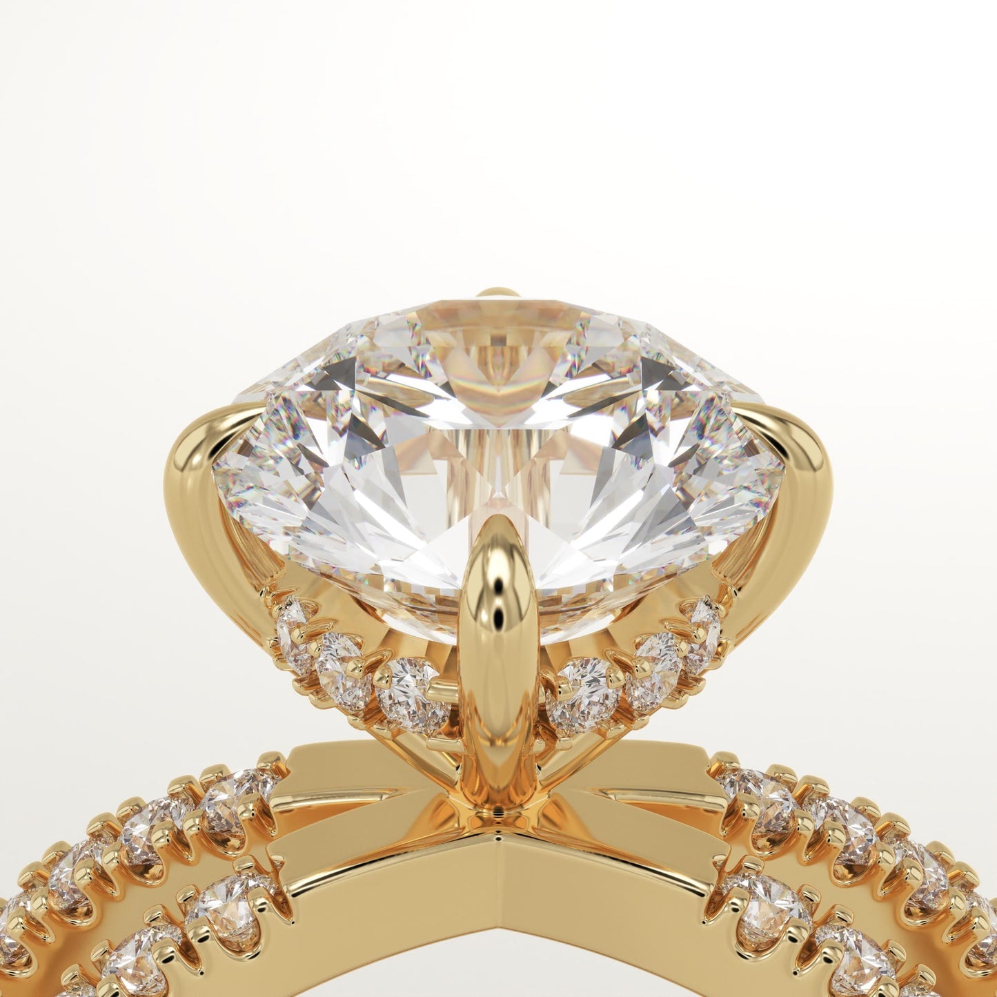 Round Cut Hidden Halo & Criss Cross Pave Lab-Grown Diamond Engagement Ring