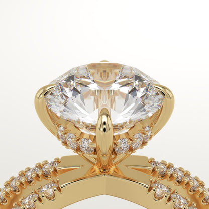 Round Cut Hidden Halo & Criss Cross Pave Lab-Grown Diamond Engagement Ring