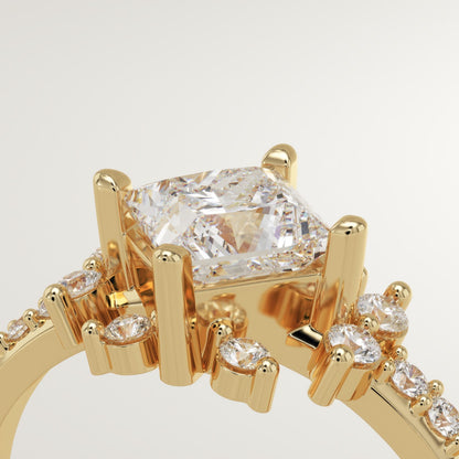Princess Cut Cluster Lab-Grown Diamond Engagement Ring