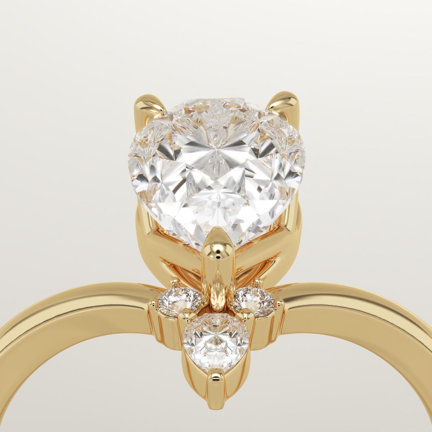 Pear Cut Curved Shank Lab-Grown Diamond Engagement Ring