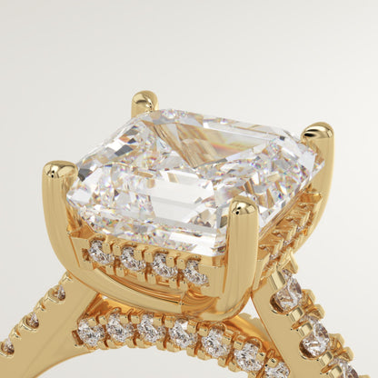 Asscher Cut Hidden Halo & Pave Cathedral Lab-Grown Diamond Engagement Ring
