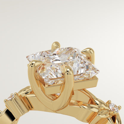 Princess Cut Nature Inspired Lab-Grown Diamond Engagement Ring