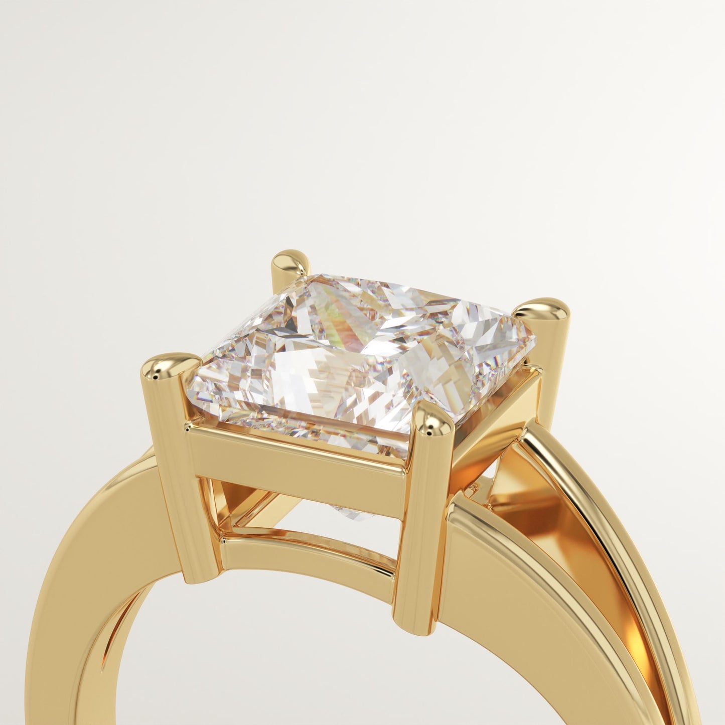 Princess Cut Solitaire Split Shank Lab-Grown Diamond Engagement Ring