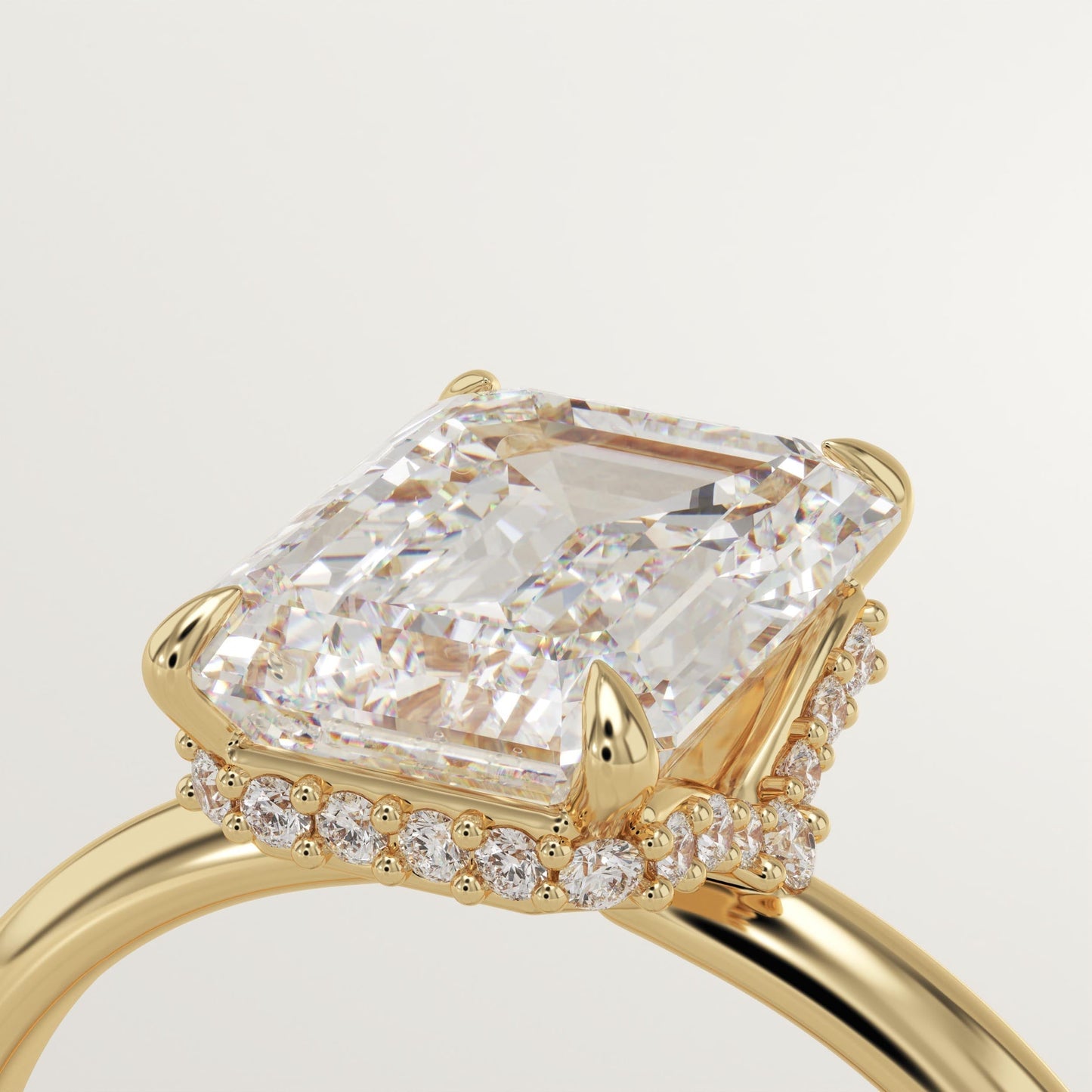 Emerald Cut Hidden Halo Lab-Grown Diamond Engagement Ring