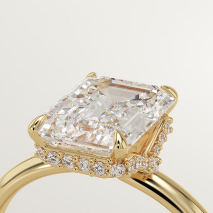 Emerald Cut Hidden Halo Lab-Grown Diamond Engagement Ring
