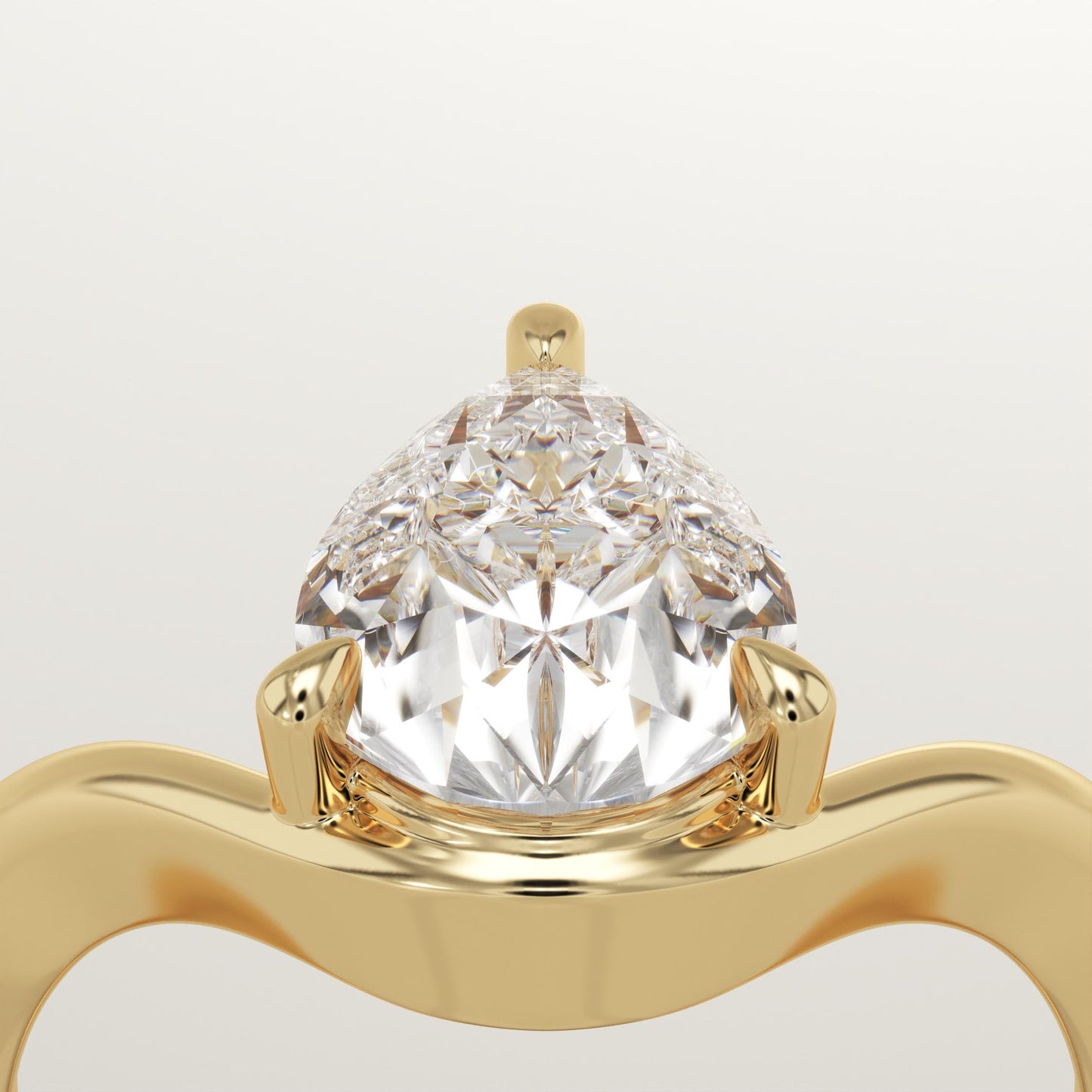 Pear Cut Curved Lab-Grown Diamond Engagement Ring