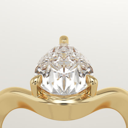 Pear Cut Curved Lab-Grown Diamond Engagement Ring