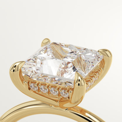 2.25 CT Princess Cut Hidden Halo Moissanite Engagement Ring