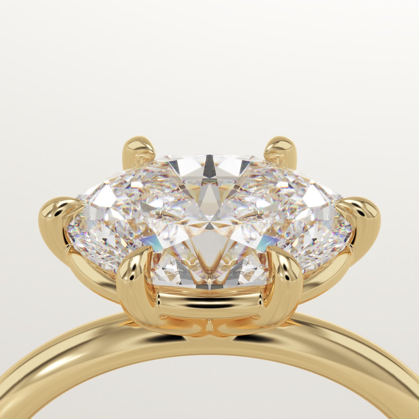 East West Oval Cut Solitaire Lab-Grown Diamond Engagement Ring