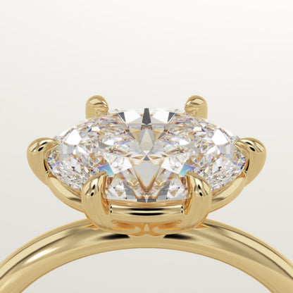 East West Oval Cut Solitaire Lab-Grown Diamond Engagement Ring