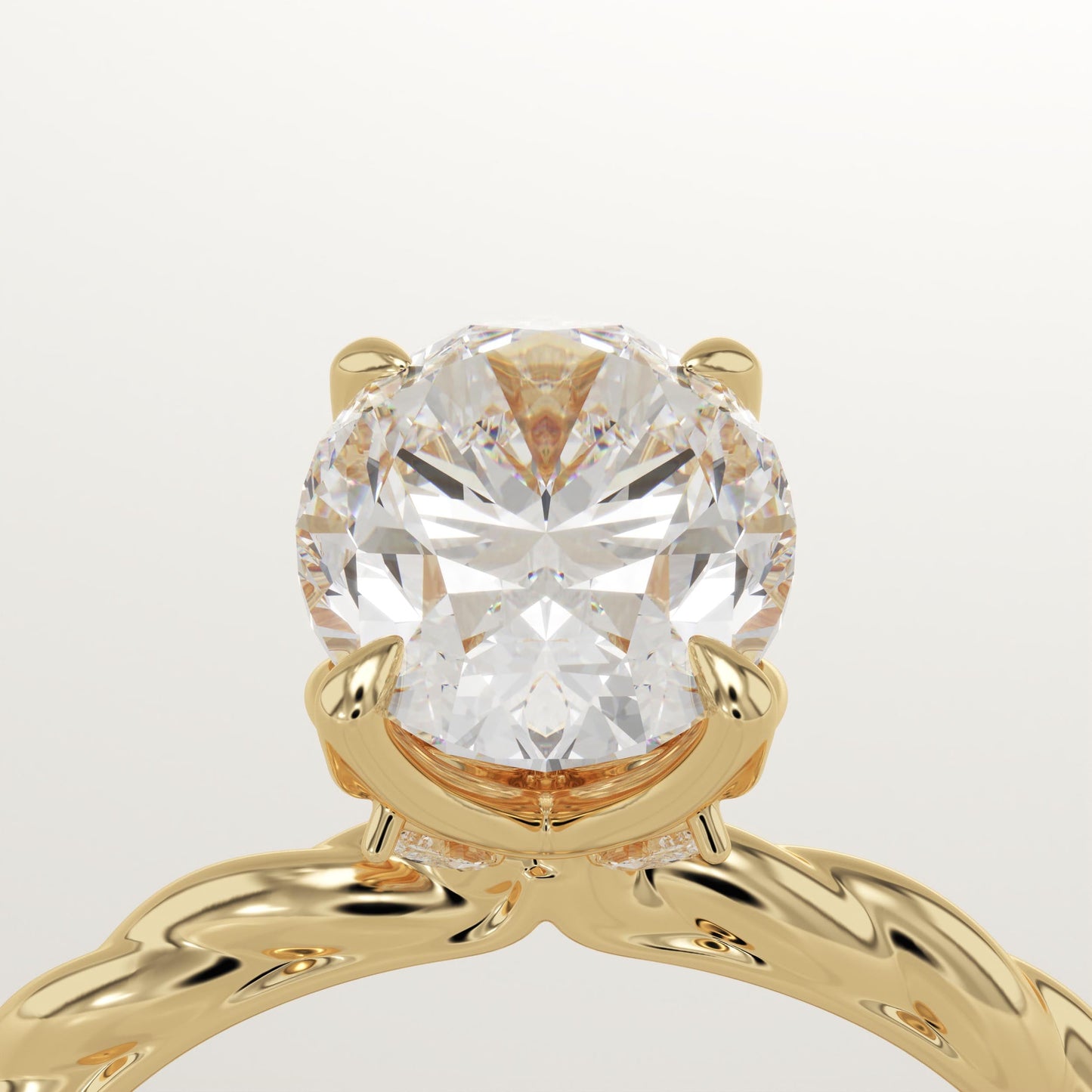 Oval Cut Twisted Shank Lab-Grown Diamond Engagement Ring