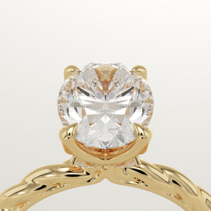 Oval Cut Twisted Shank Lab-Grown Diamond Engagement Ring