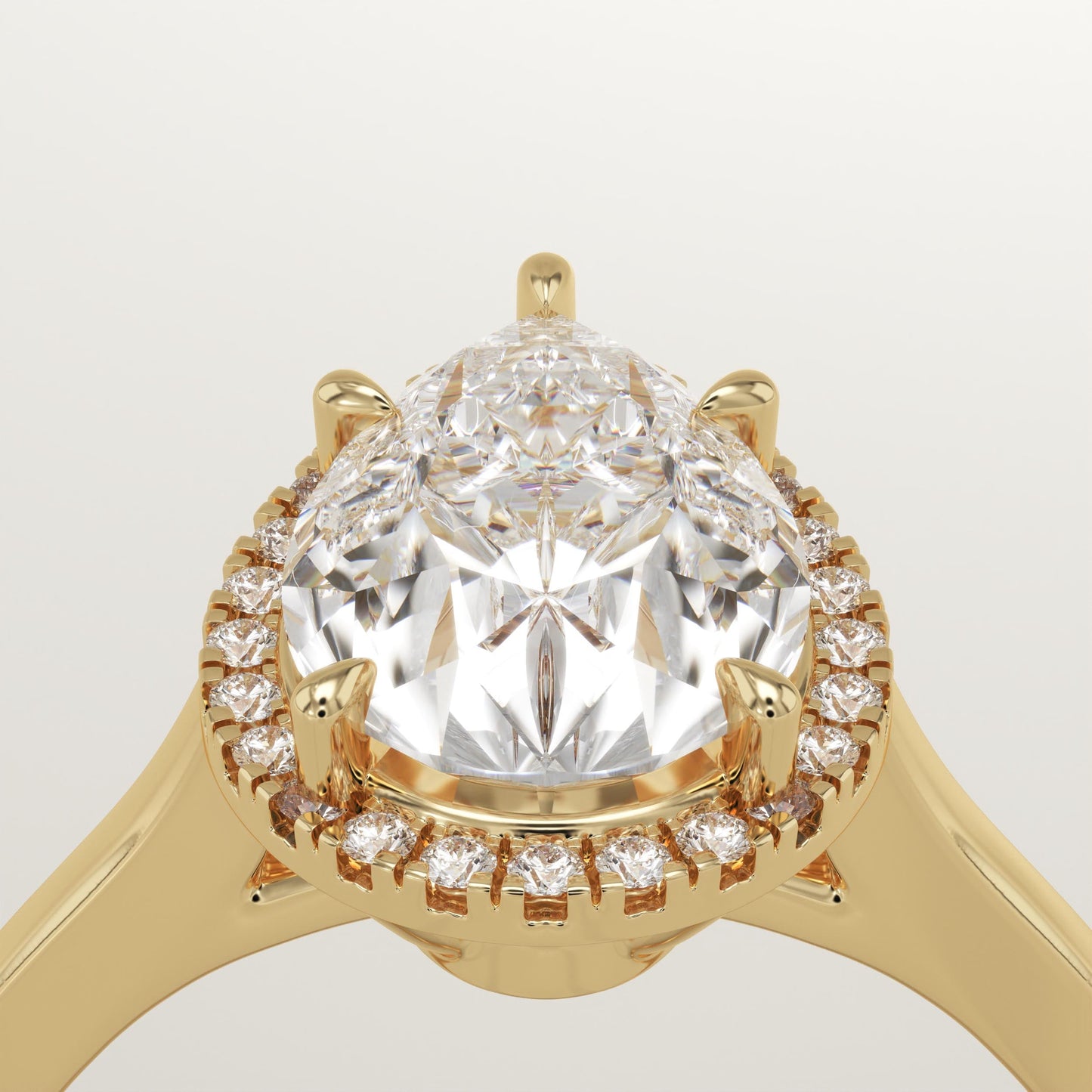 Pear Cut Halo Lab-Grown Diamond Engagement Ring