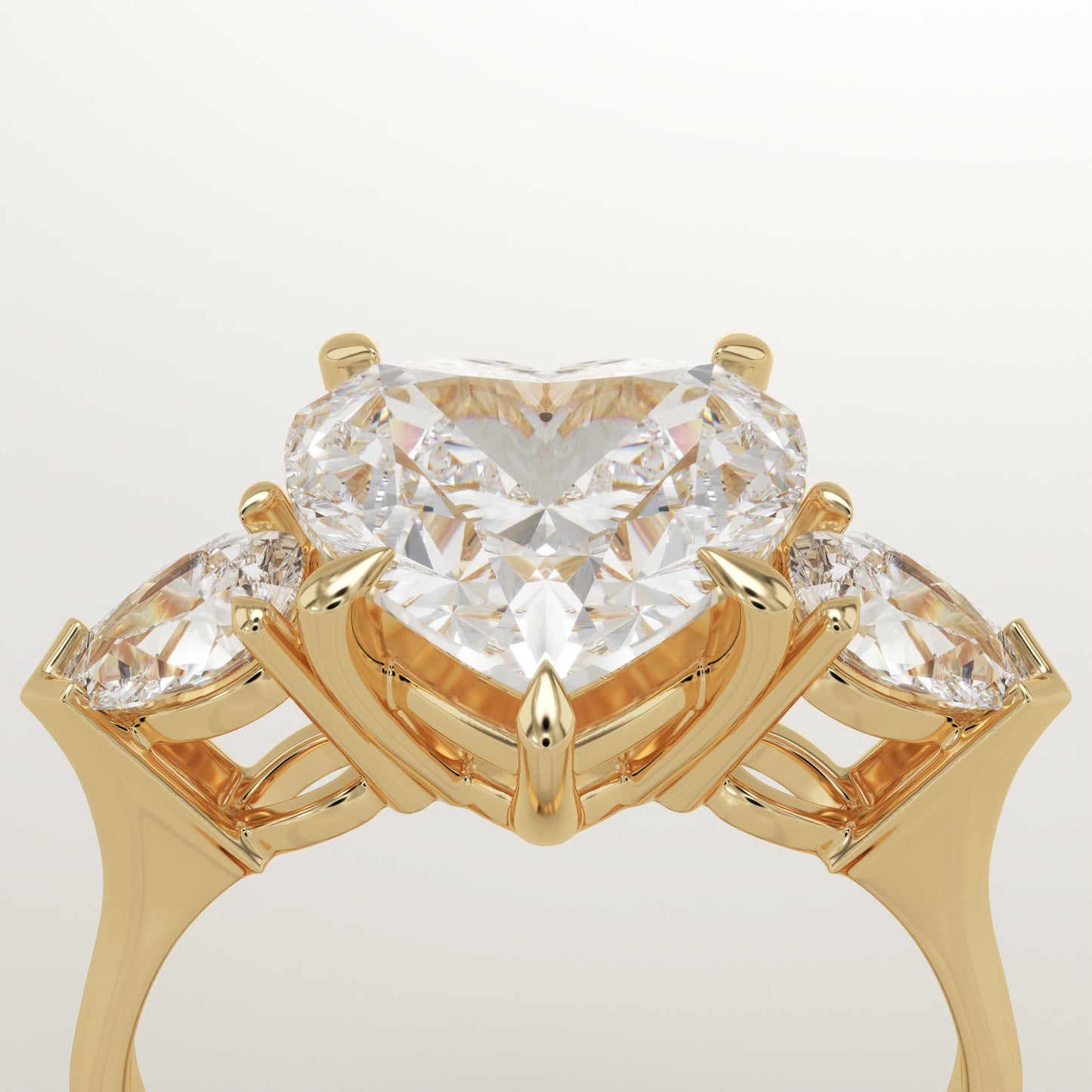 Heart Cut Three Stone Lab-Grown Diamond Engagement Ring