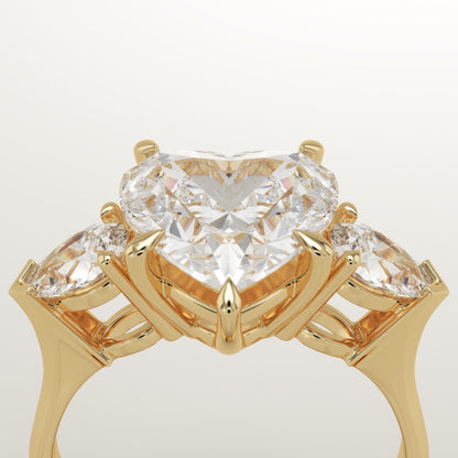 Heart Cut Three Stone Lab-Grown Diamond Engagement Ring