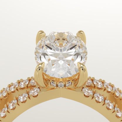 Oval Cut Hidden Halo & Criss Cross Pave Lab-Grown Diamond Engagement Ring