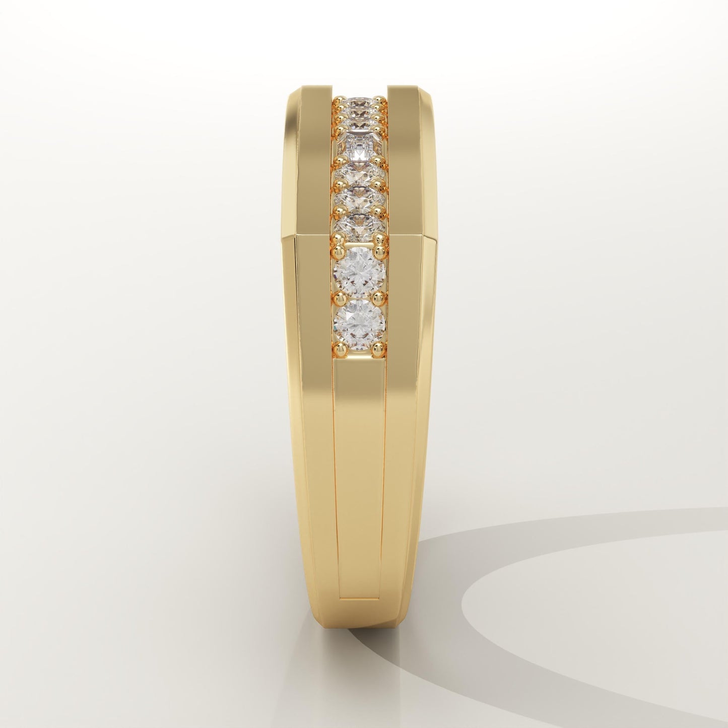 0.28 CT Round & Emerald Lab-Grown Diamond Flush Setting Wedding Band For Men