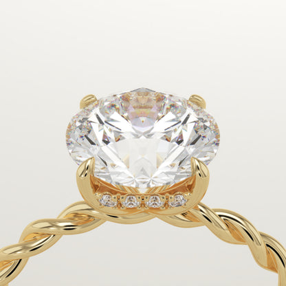 1 CT Round Cut Moissanite Twisted Shank Bridal Set (US Size 3 Ready To Ship)