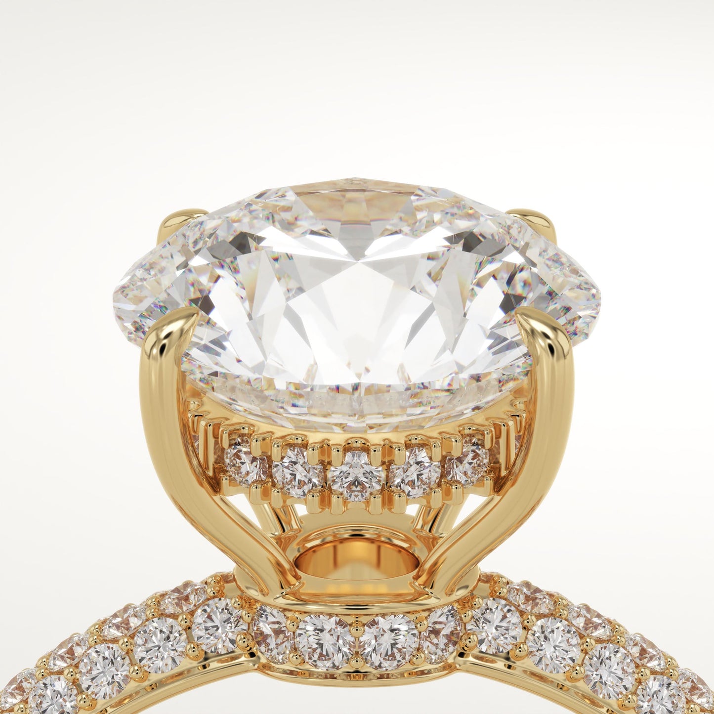 Round Cut Hidden Halo & Triple Pave Lab-Grown Diamond Engagement Ring
