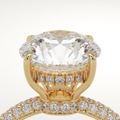 Round Cut Hidden Halo & Triple Pave Lab-Grown Diamond Engagement Ring