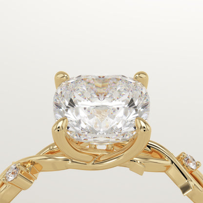 Cushion Cut Nature Inspired Lab-Grown Diamond Engagement Ring