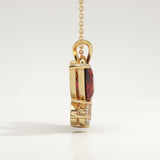 3.21 TCW Pear & Round January-Garnet Birthstone Necklace