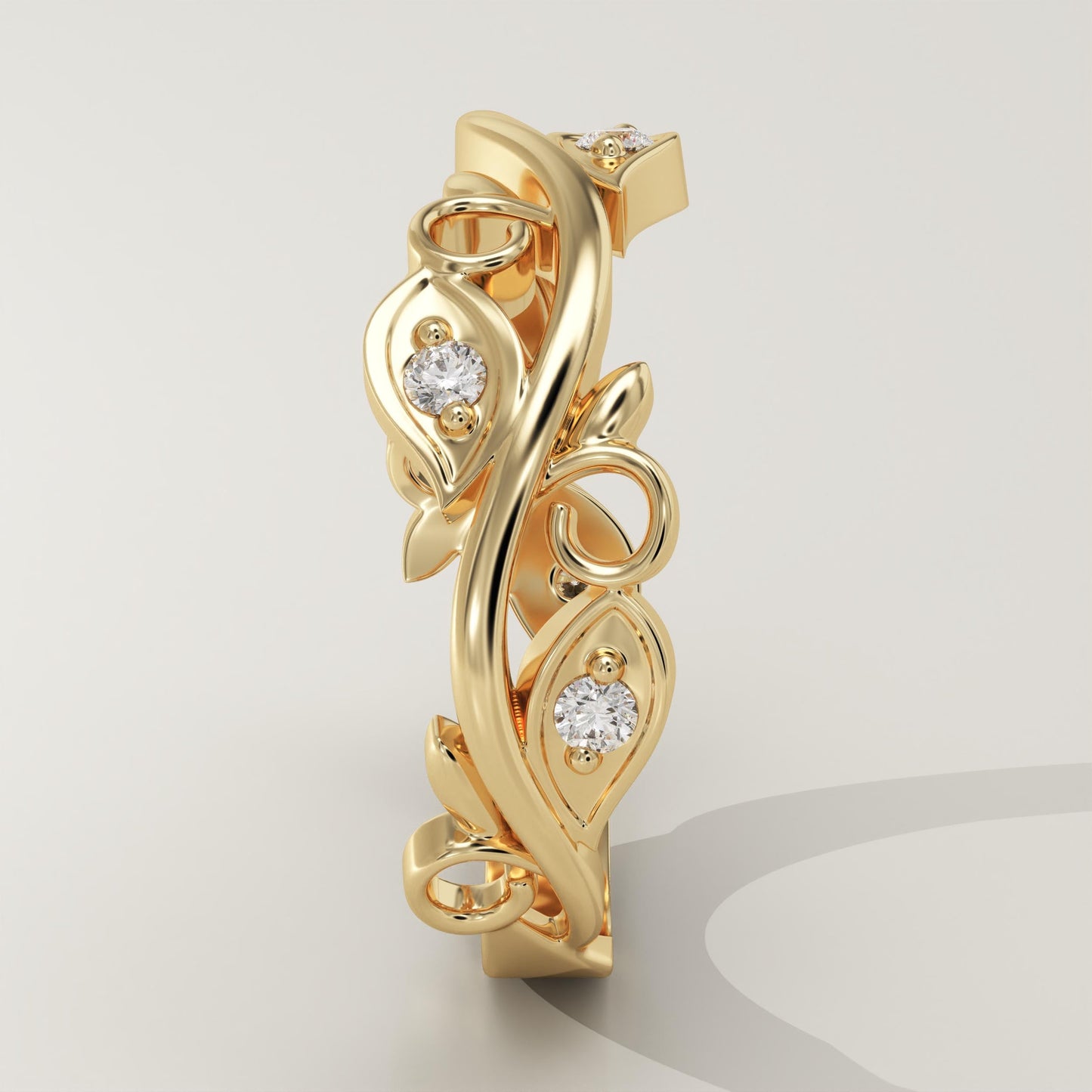 0.11 TCW Round Lab-Grown Diamond Twig Wedding Band