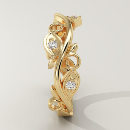 0.11 TCW Round Lab-Grown Diamond Twig Wedding Band
