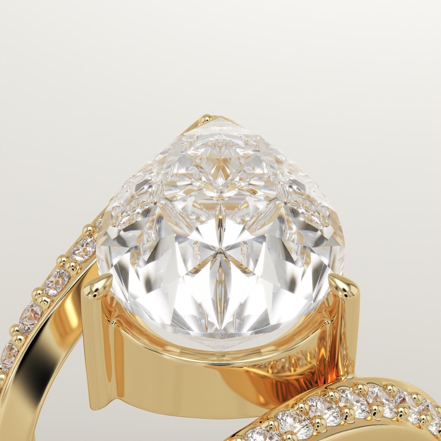Pear Cut Twisted Pave Lab-Grown Diamond Engagement Ring