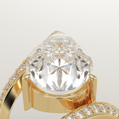 Pear Cut Twisted Pave Lab-Grown Diamond Engagement Ring