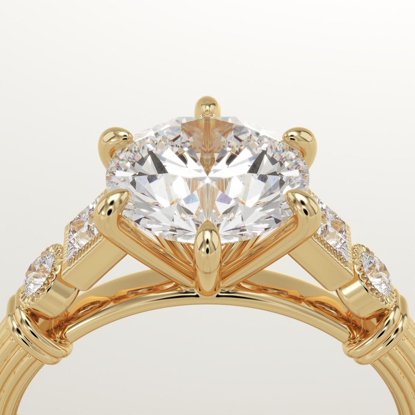 Round Cut Cluster Lab-Grown Diamond Engagement Ring
