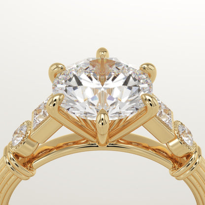 Round Cut Cluster Lab-Grown Diamond Engagement Ring