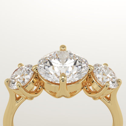 Round Cut Three Stone Lab-Grown Diamond Engagement Ring