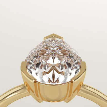 Pear Cut Half Bezel Lab-Grown Diamond Engagement Ring