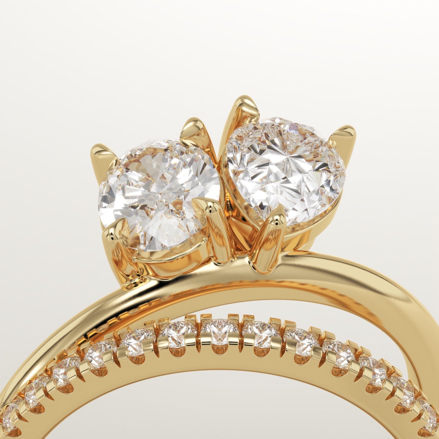 1.5 TCW Oval & Pear Cut Toi Et Moi Pave Lab-Grown Diamond Engagement Ring