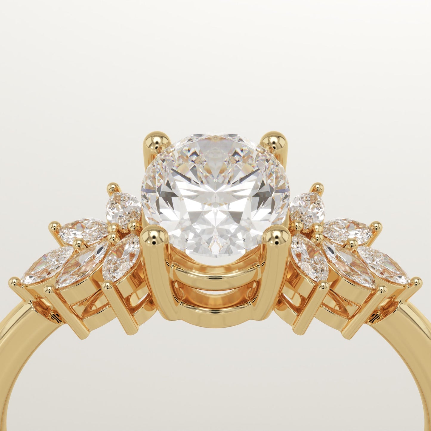 Oval Cut Cluster Lab-Grown Diamond Engagement Ring