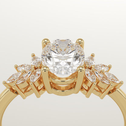 Oval Cut Cluster Lab-Grown Diamond Engagement Ring